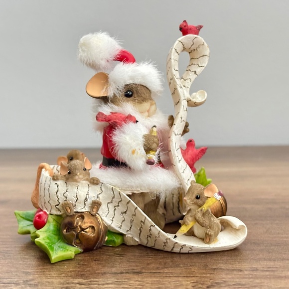 CHARMING TAILS Fitz & Floyd  MAKING A LIST & CHECKING IT TWICE  Figurine 87/180 - Picture 2 of 12